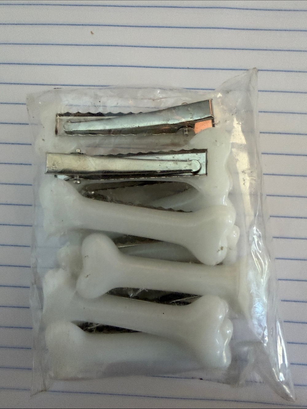 White Bone-Shaped Hair Clips - Pack of 10 Metal Alligator Clips